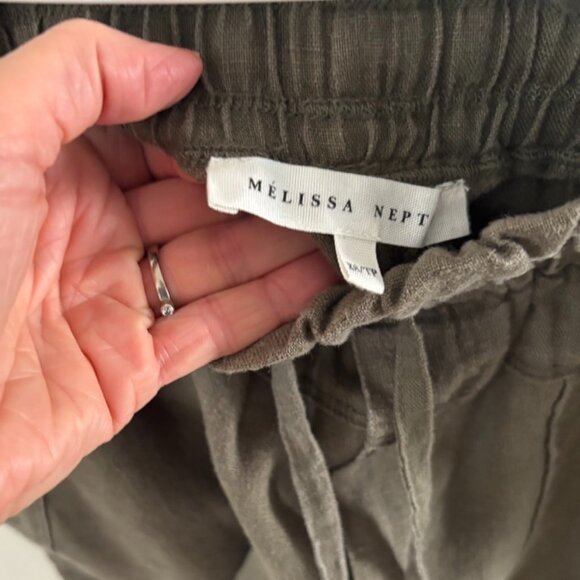 NWT Melissa Nepton Gathered Ankles Pure Linen Cargo Pants - Picture 3 of 5